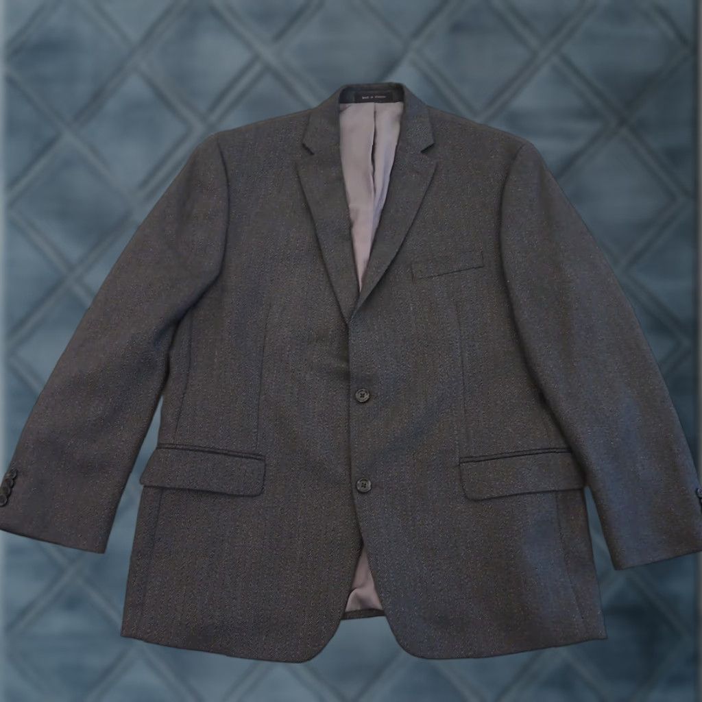 Michael Kors Michael Kors Blazer Mens 44 Gray Herringbone Two Button Double Vent Jacket Blazer Notch Lapel Mens 2 Piece Regular Size 44R - 1 Thumbnail