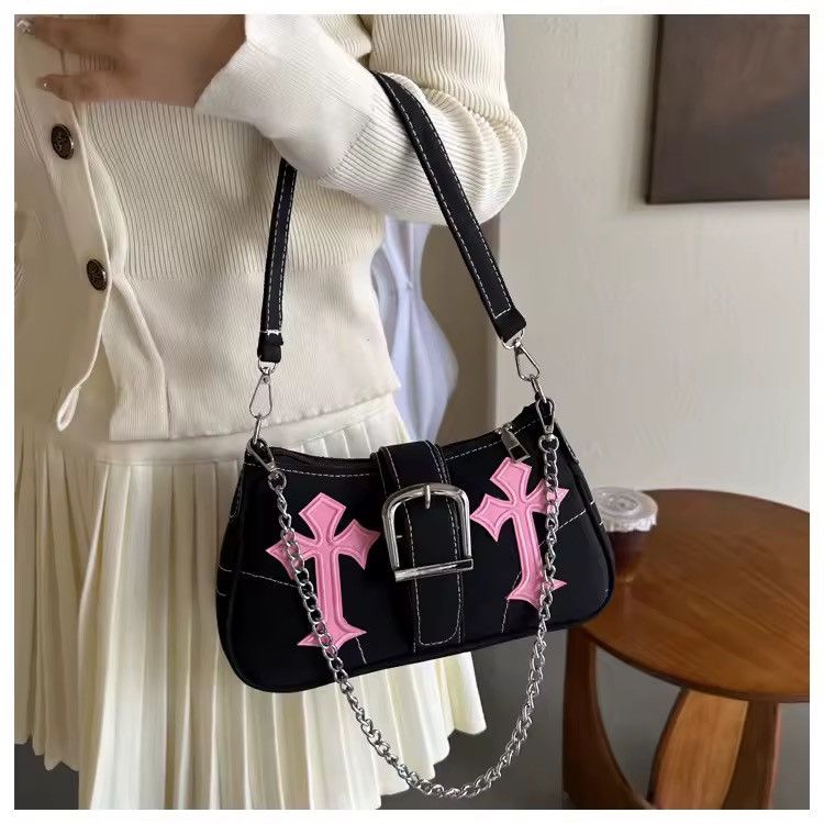 Other Y2K Embroidered Shoulder Bag – Lock Detail Casual Crossbody Size ONE SIZE - 5 Thumbnail
