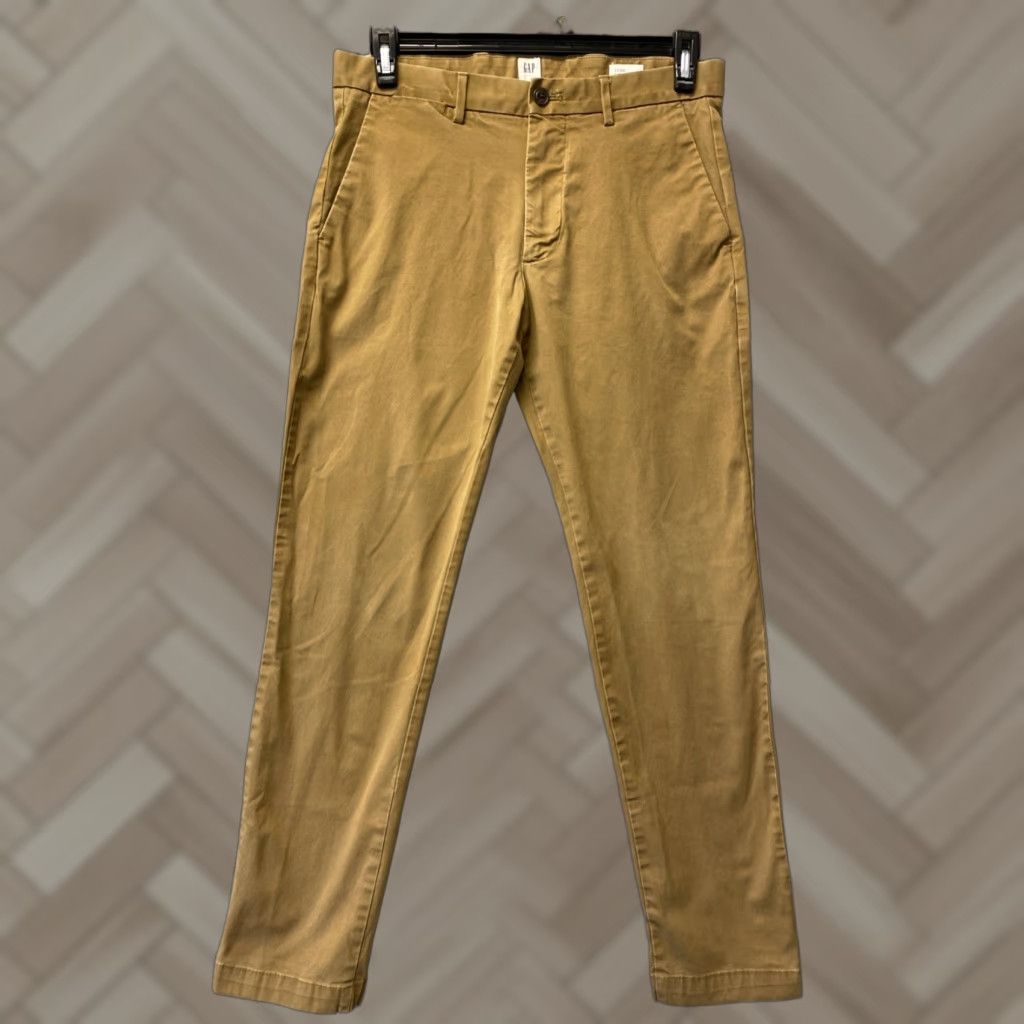 Gap GAP Pants Mens Slim Chino Pants Dark Hazel Size 32x30 Regular Straight Zip Button Front City Commute Size US 32 / EU 48 - 1 Thumbnail