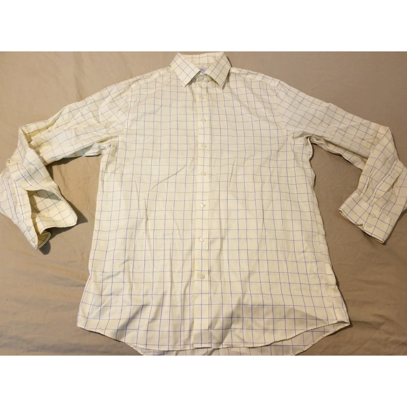 Charles Tyrwhitt Charles Tyrwhitt Dress Shirt Mens 16 35 Yellow Cotton Button Collar Spread Slimming Non-Iron Size 42R - 2 Thumbnail
