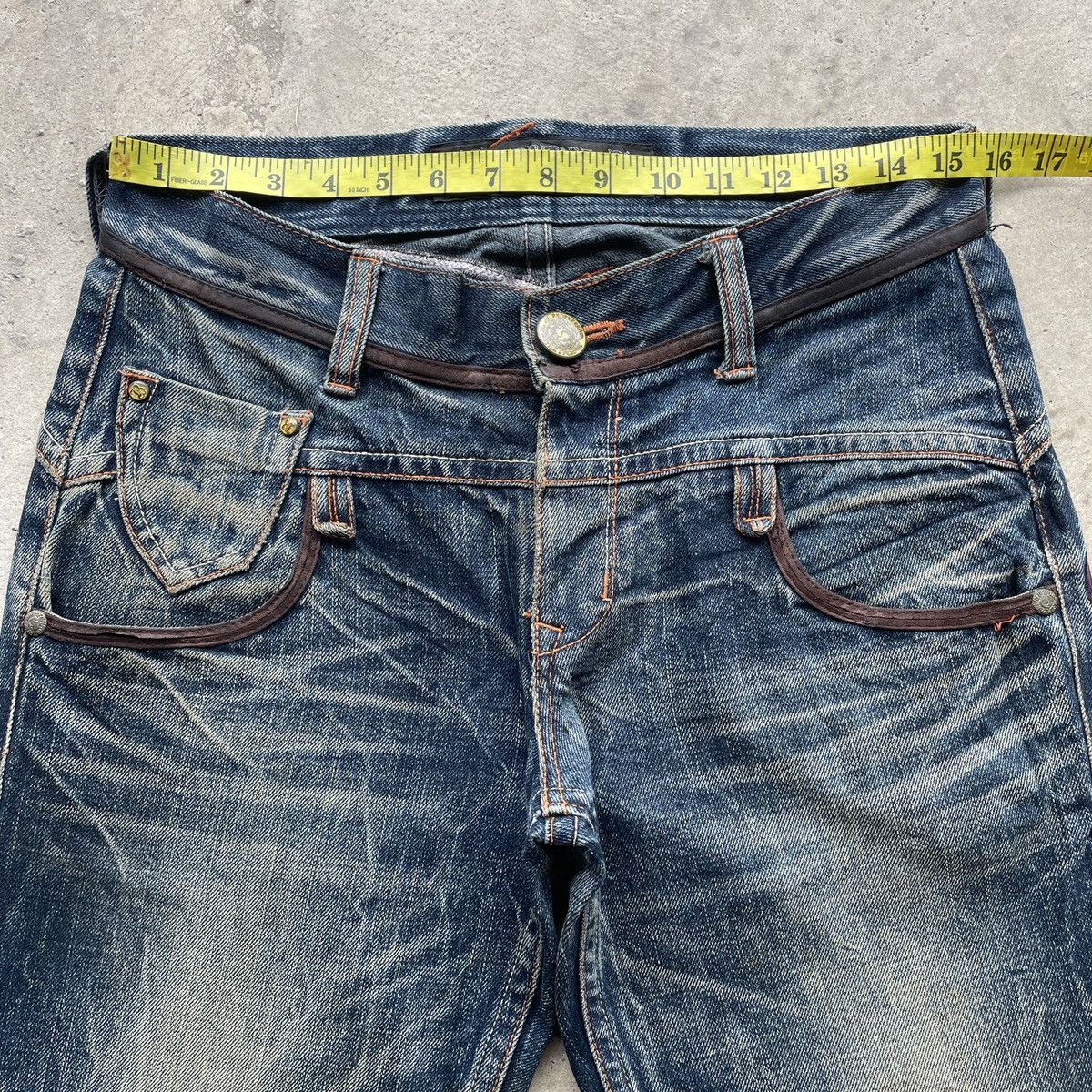 Japanese Brand W31💥 Red Pepper Japan Embroided Skull Rusty Jeans Pants RARE Size US 31 - 6 Thumbnail