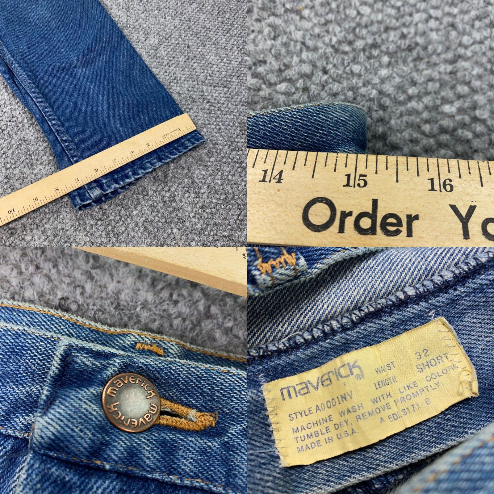 Vintage VINTAGE Maverick Jeans Mens 32S Denim Straight Fit 30x29 Blue USA Made Workwear Vintage Grunge 90s Mens Jeans Size US 32 / EU 48 - 8 Thumbnail