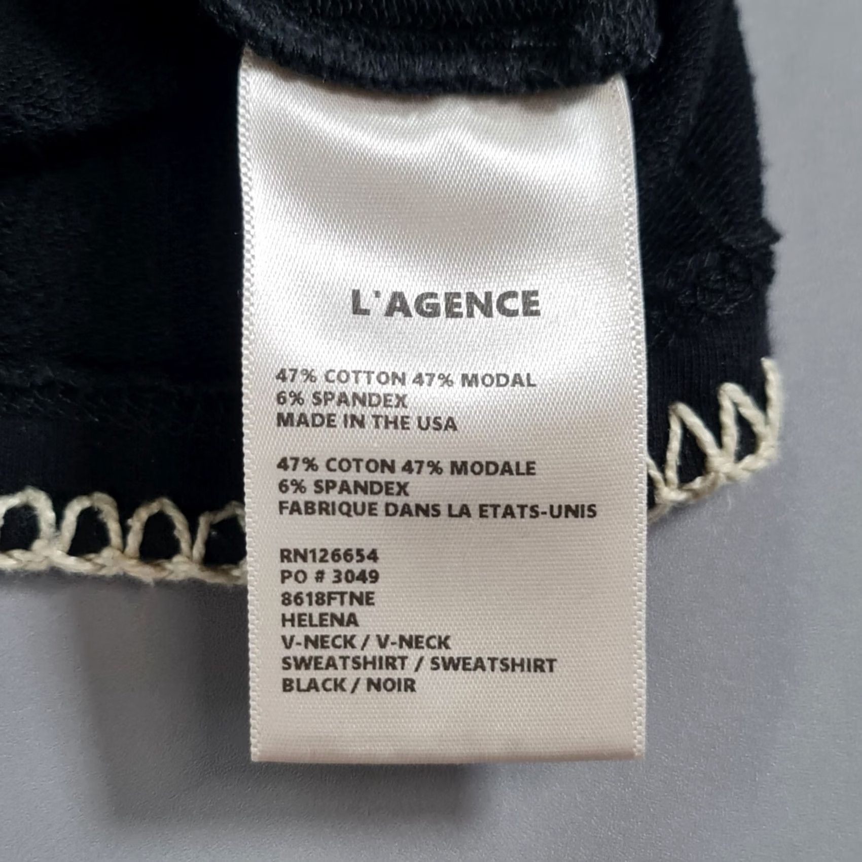 L'AGENCE L'AGENCE Jumper Womens Pullover V-Neck Black M Cotton Blend Knit Long Sleeve Made In USA Size M / US 6-8 / IT 42-44 - 7 Thumbnail
