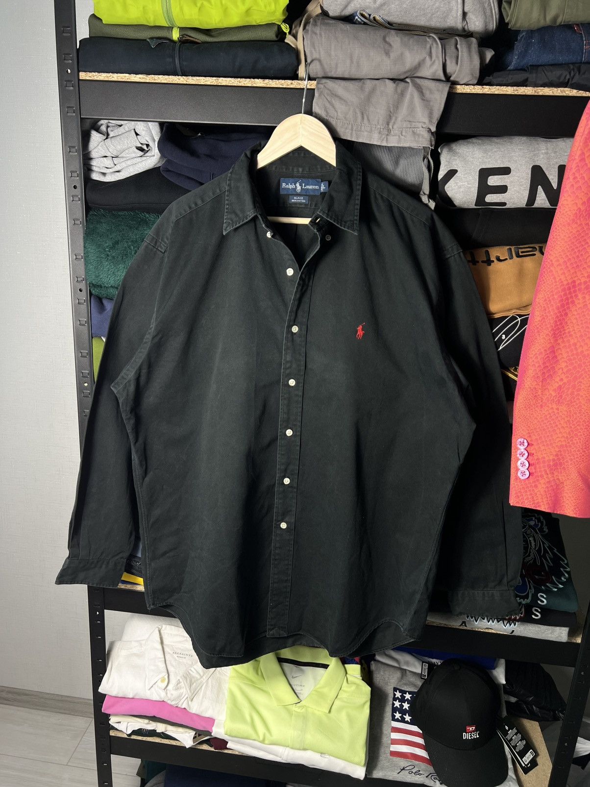 🖤 Ralph Lauren Black Vintage Shirt Button Ups Thick Fabric L