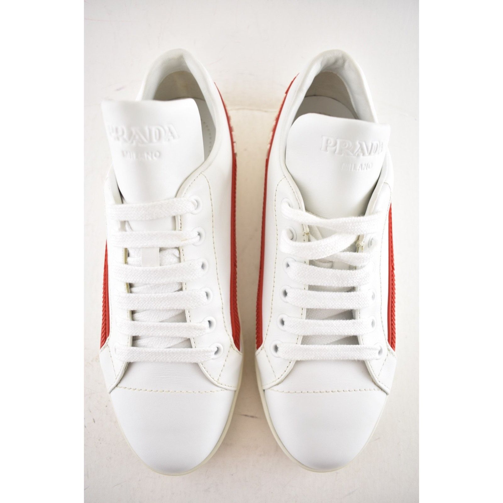 Prada Prada Band Logo Lace Up Tie Flat Low Top Sneaker 36.5 Size US 6.5 / IT 36.5 - 12 Thumbnail