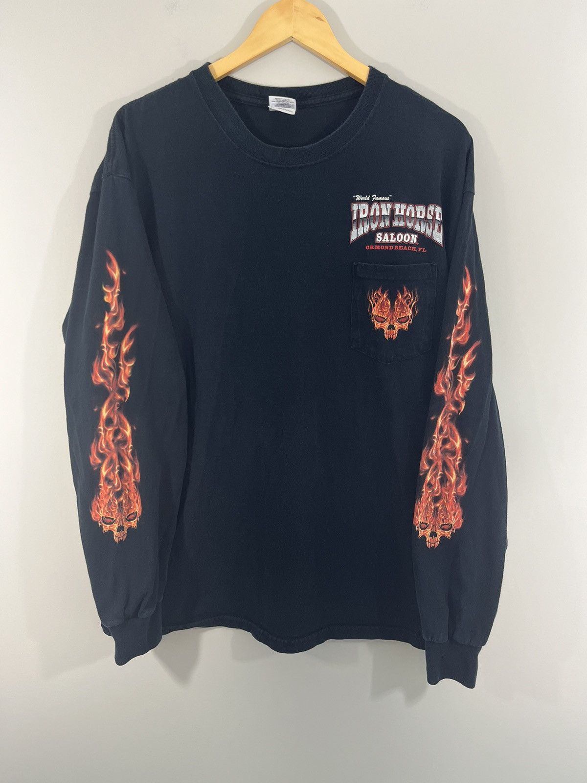 Vintage Iron Horse Bike Week Flaming Skull Y2K Long Sleeve Shirt Size US XL / EU 56 / 4 - 2 Thumbnail