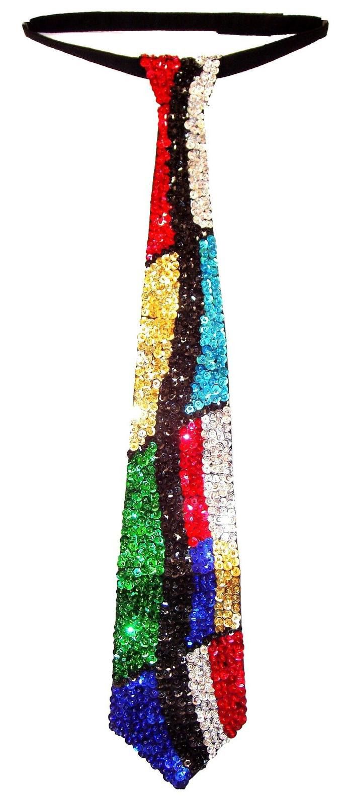 Rainbow Sequin Neck Tie RAINBOW ZIG-ZAG Adult Unisex Size ONE SIZE - 1 Preview