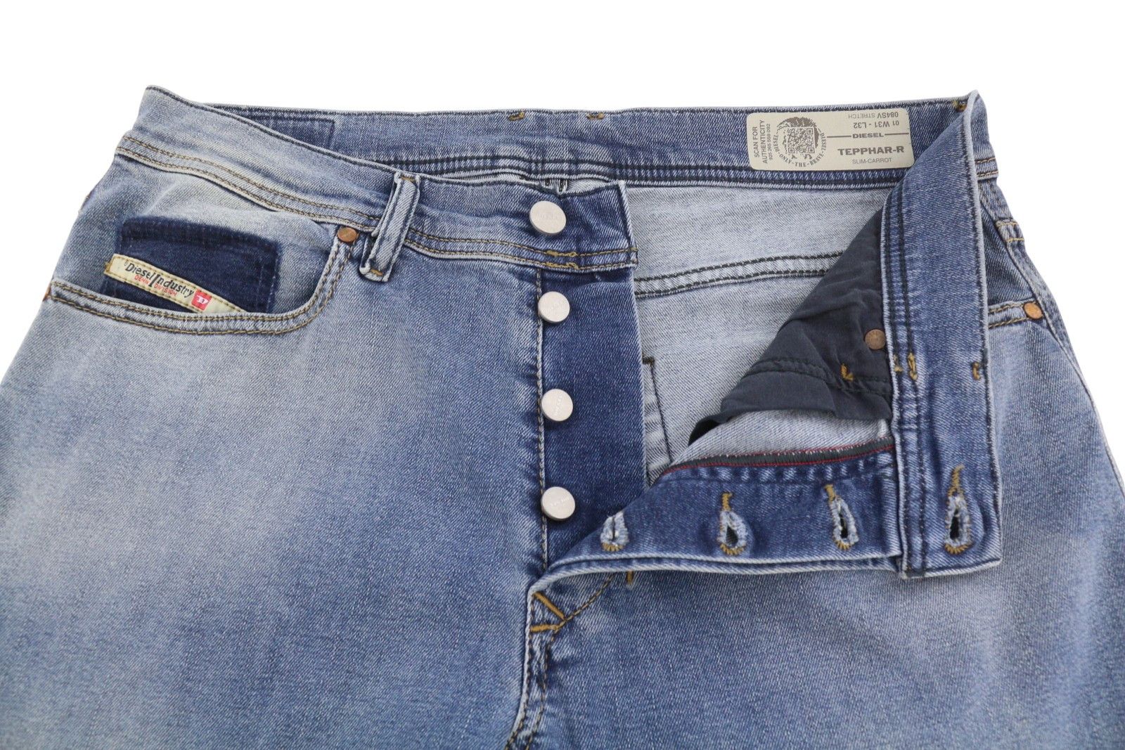 Diesel TEPPHAR-R 084SV W31/L32 Blue Faded Stretch Jeans 89061 Size US 31 - 4 Thumbnail