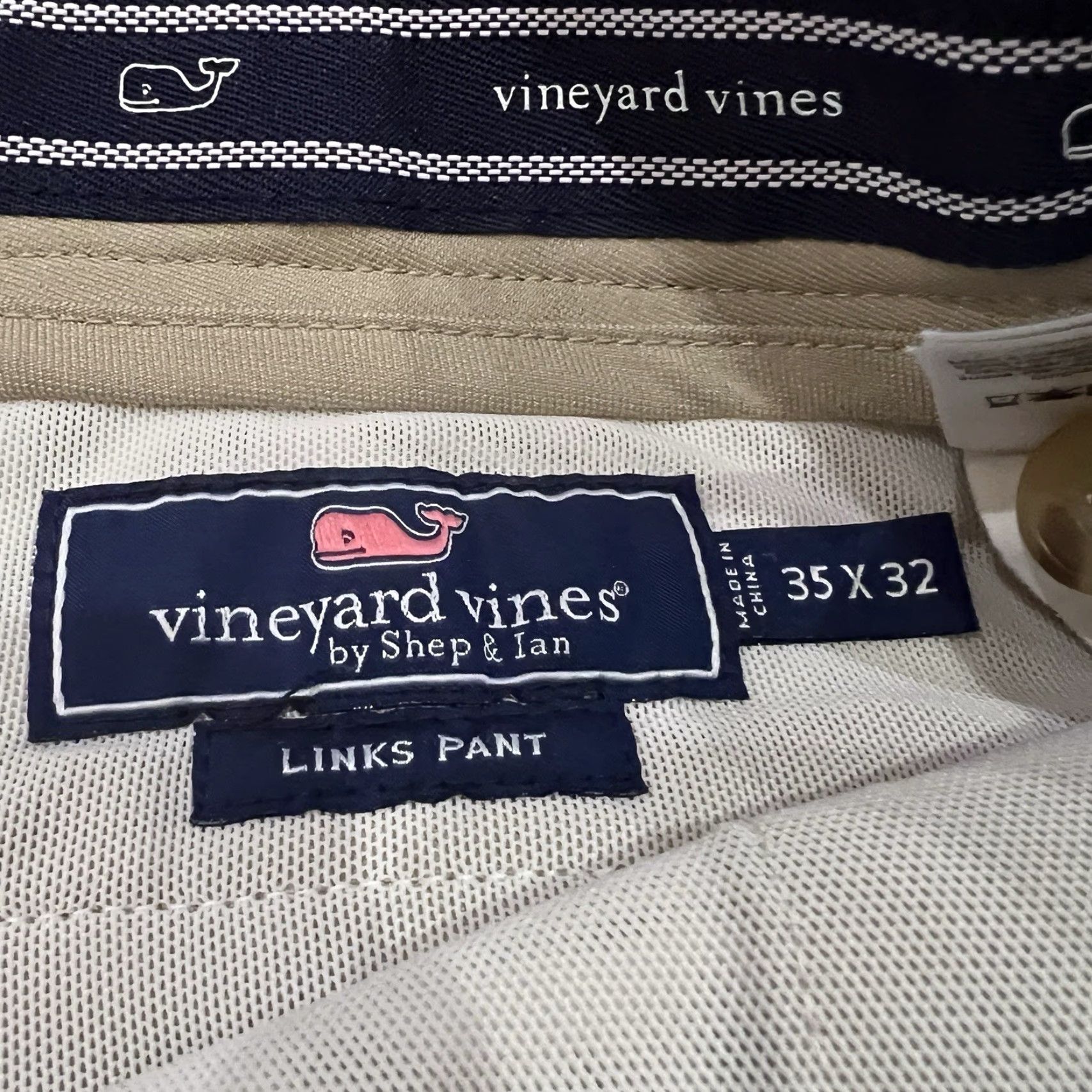 Vineyard Vines Vineyard Vines Beige Performance Athletic Golf Chino Preppy Link Pants Mens 35x32 Size US 35 - 5 Thumbnail