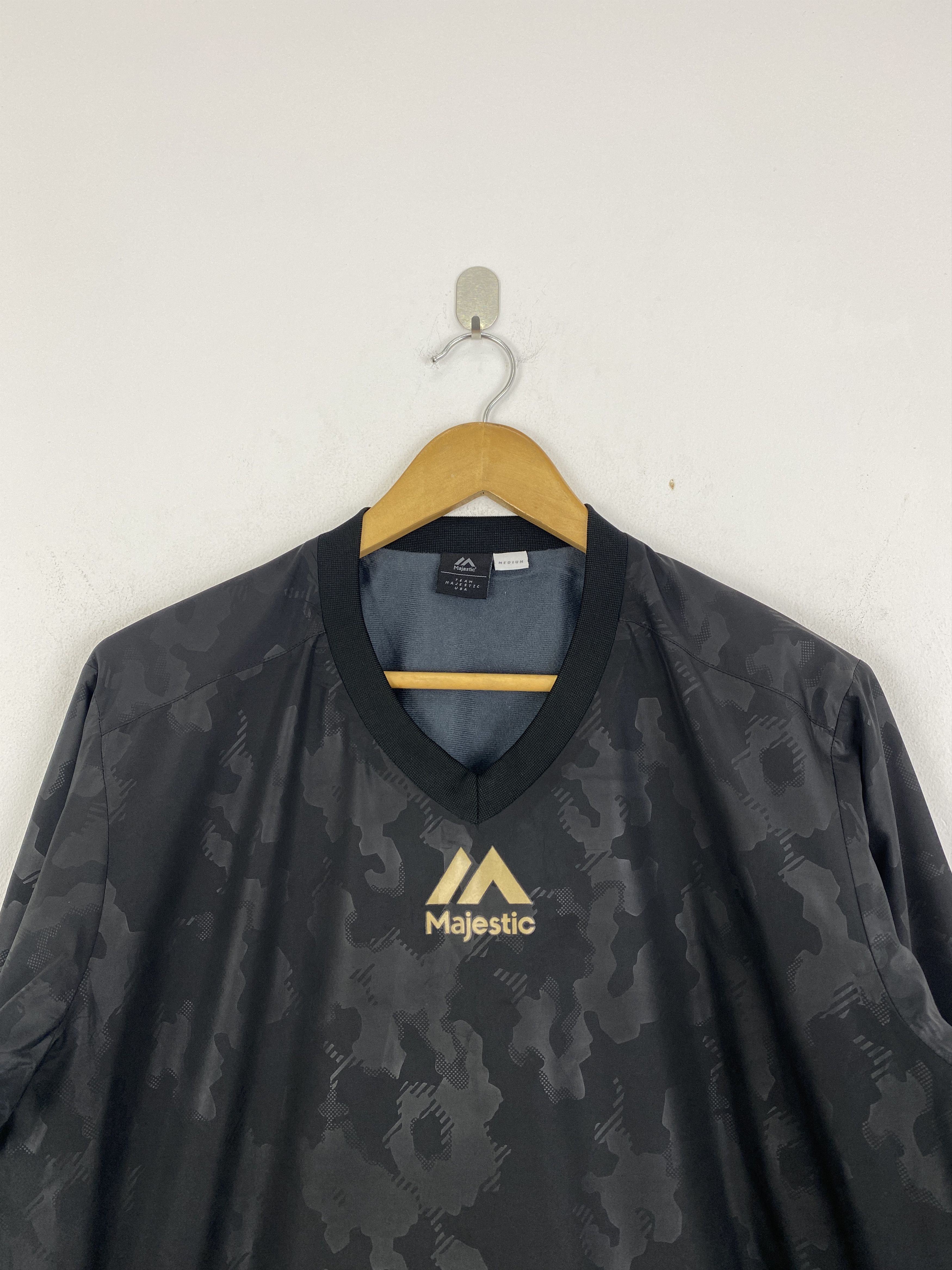 Majestic Vintage Majestic Big Logo Black Pullover Jacket JA0155 Size US XL / EU 56 / 4 - 3 Thumbnail