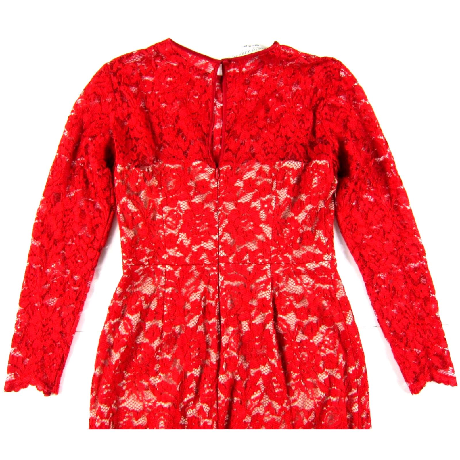 MAGGY LONDON VINTAGE Maggy London Red Lace Floral Long Sleeve Sheath Dress Women Petite 4P Size S / US 4 / IT 40 - 5 Thumbnail