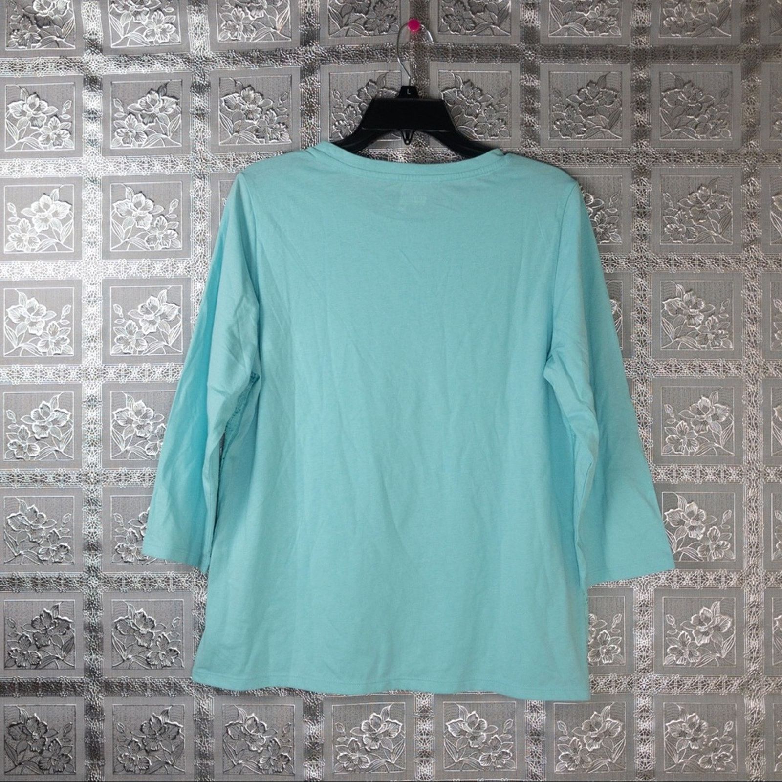 Basic Editions NWT Basic Editions Front Crochet Lace Overlay Top Size M / US 6-8 / IT 42-44 - 6 Thumbnail
