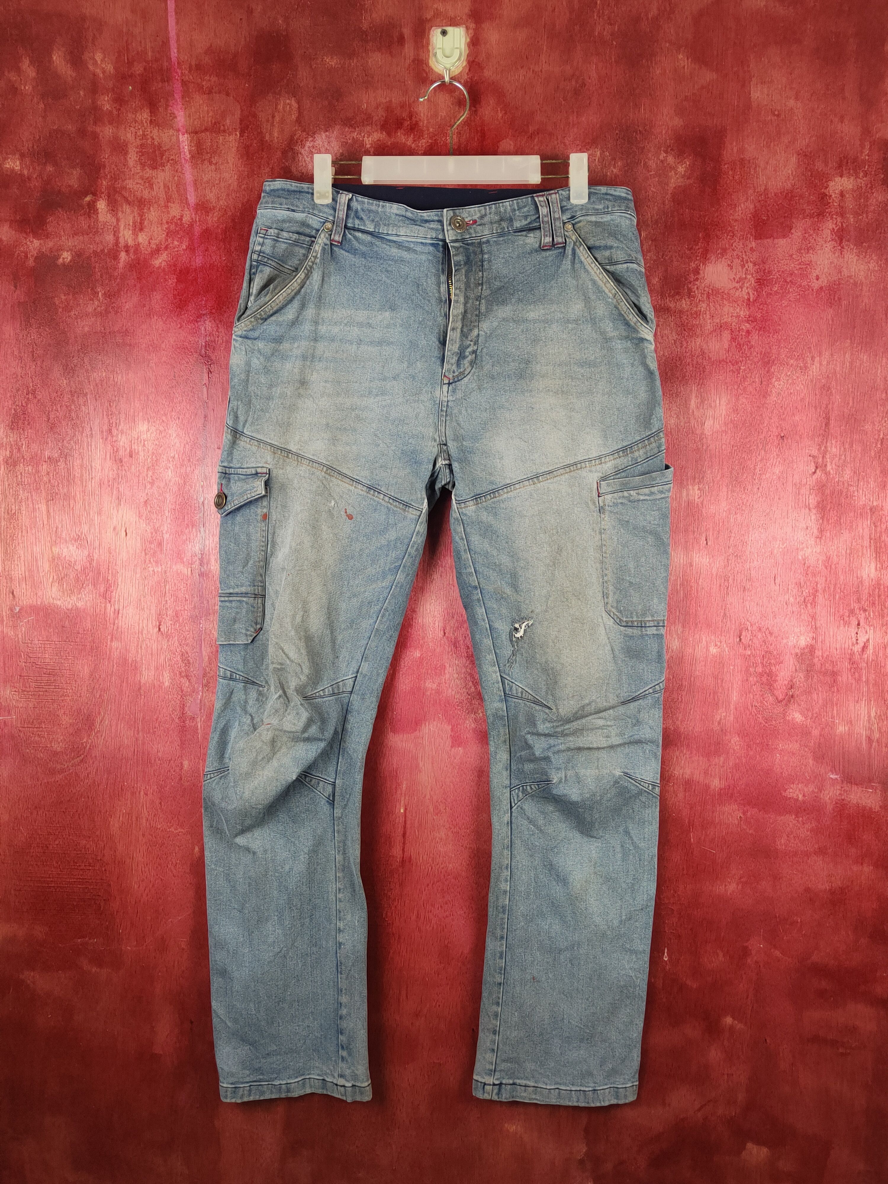 image of Distressed Denim x Vintage Fieldcore Dark Blue Faded Distressed Ripped Jeans S2366 in Dark Blue Den