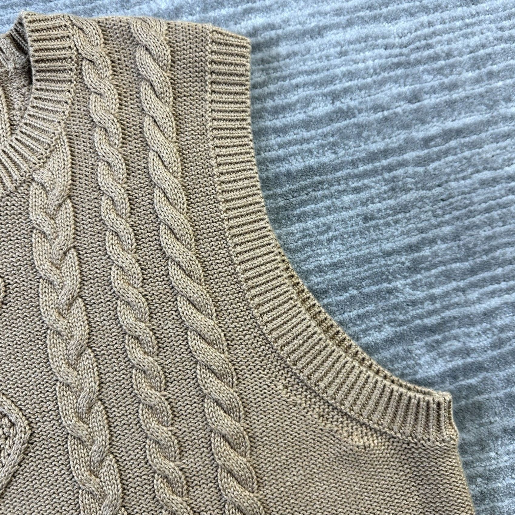 J.Crew VINTAGE J.CREW Vest Womens XL Beige Tan Cable Knit Fisherman Preppy Size XL / US 12-14 / IT 48-50 - 3 Thumbnail