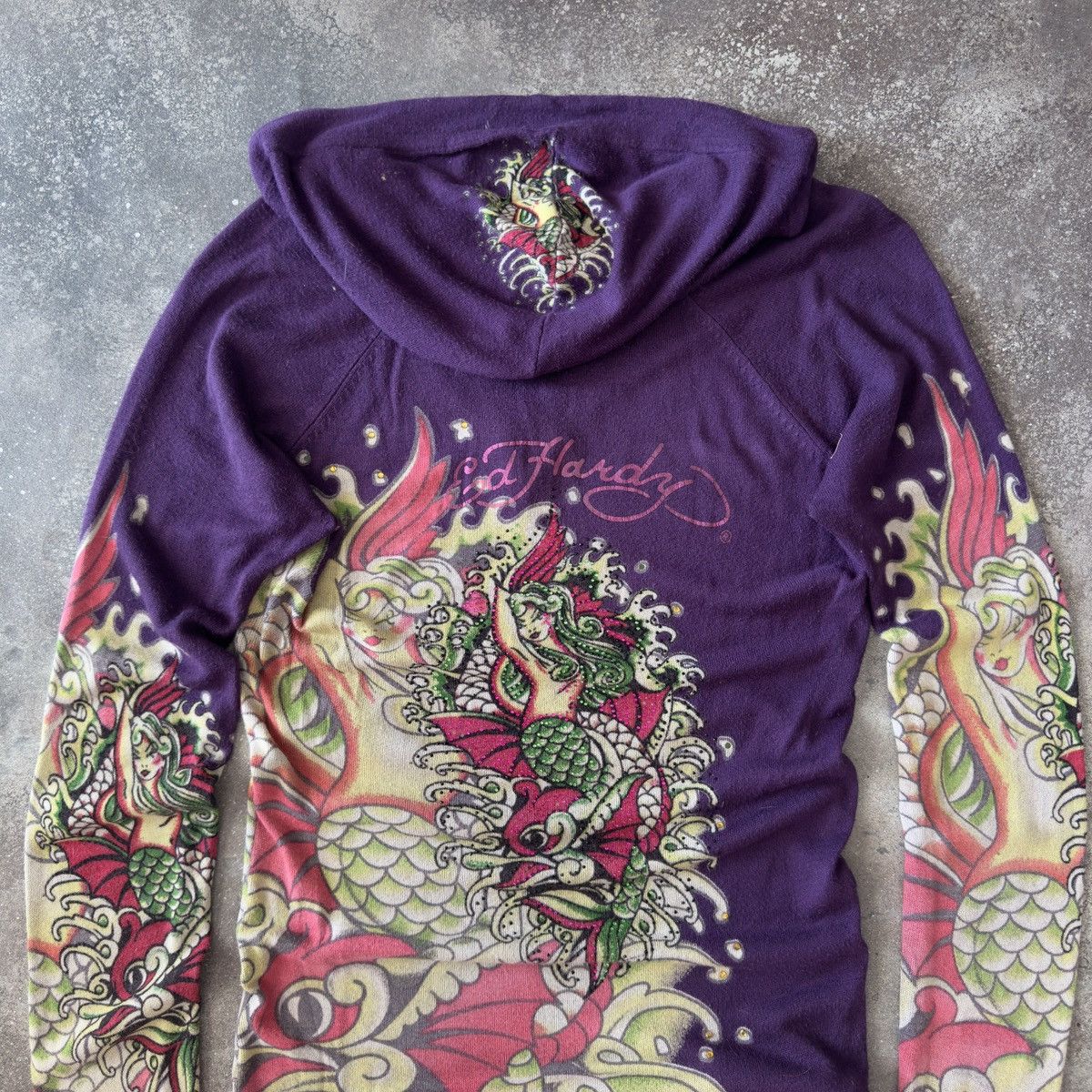 Ed Hardy Ed Hardy Y2K Vintage Iconic Tattoo Long Hooded Top Size M / US 6-8 / IT 42-44 - 8 Thumbnail