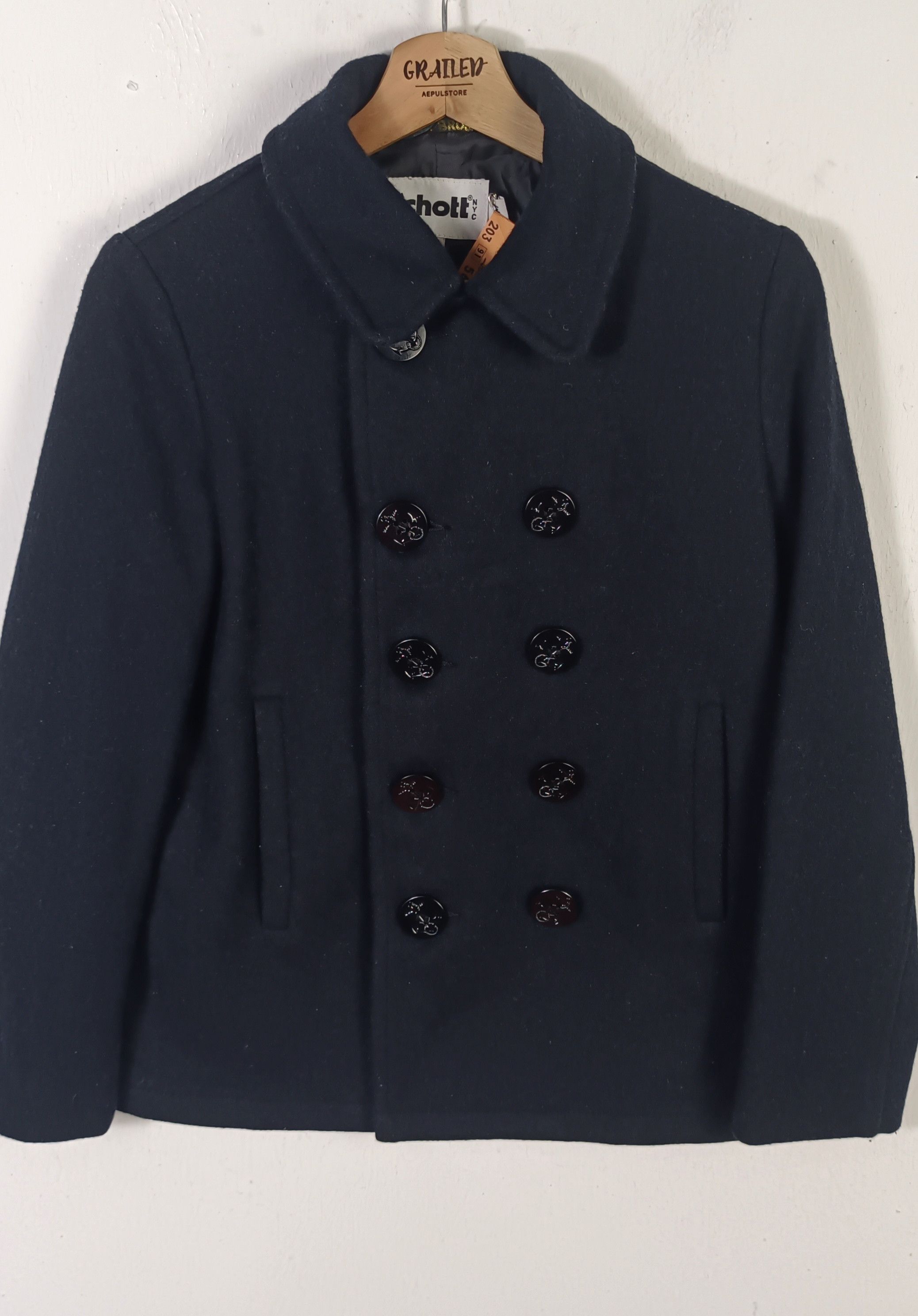 Schott Vintage SCHOTT Bros Peacot Men Jacket Size US S / EU 44-46 / 1 - 3 Thumbnail