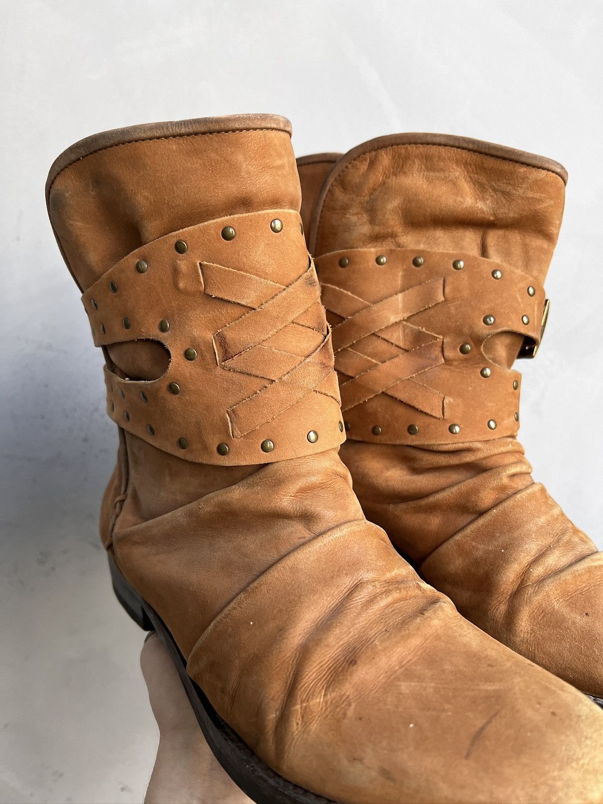 A.S.98 Hype leather ankle moto boots western guidi style y2k Size US 7.5 / EU 40-41 - 4 Thumbnail