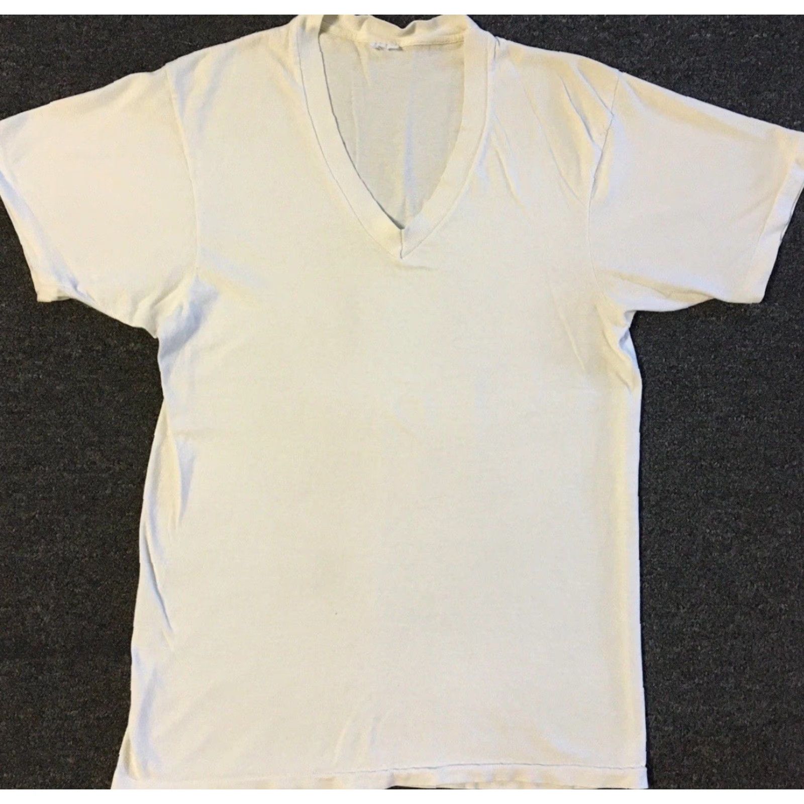 Vintage Vtg 80s 90s Faded Distress V Neck Shirt S Grunge Biker Punk Surf Skate PE Track Shirt Mens White Size US S / EU 44-46 / 1 - 2 Thumbnail