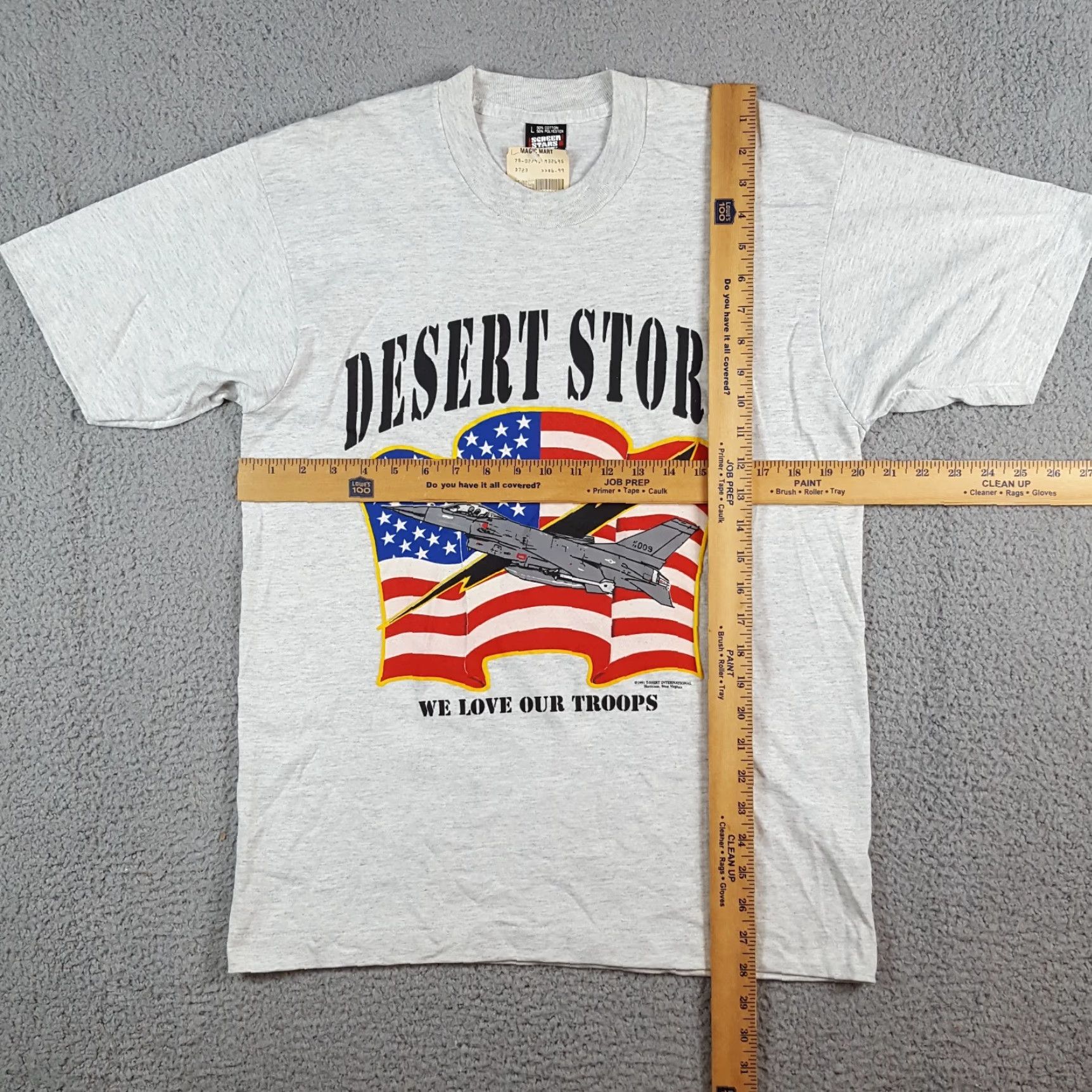 Vintage VINTAGE Desert Storm Military Fighter Jet T Shirt Army Air Force Gray Shirt L Screen Stars Best Mens 90s Military USA Embroidered Logo Size US L / EU 52-54 / 3 - 8 Thumbnail