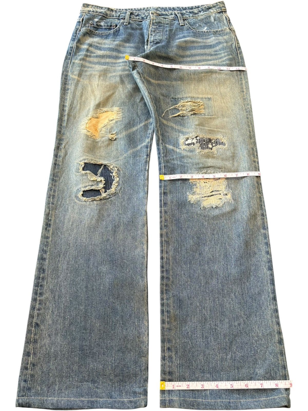 Kapital Vintage Japanese Brand Mud Wash Patch Distress Baggy Jeans Size US 34 / EU 50 - 8 Thumbnail