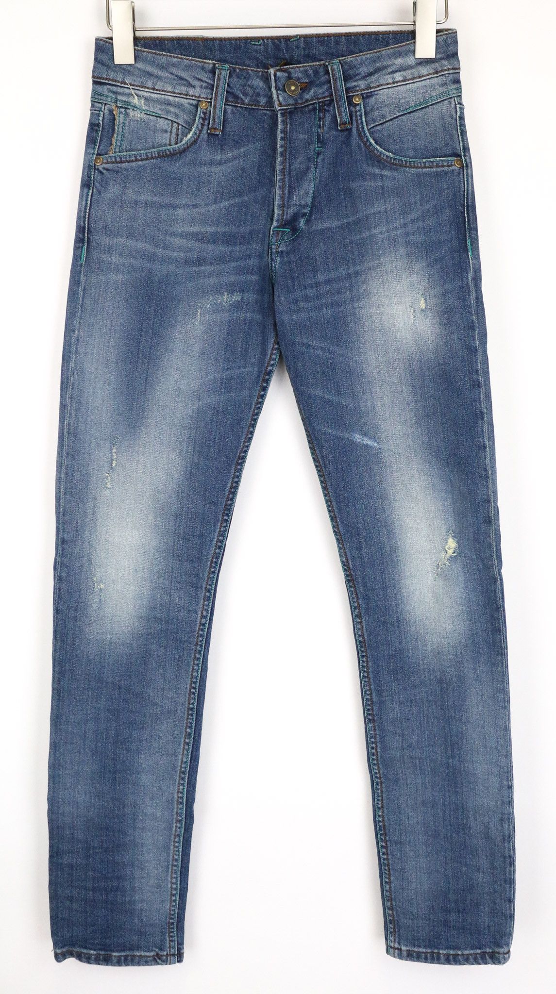 Takeshy Kurosawa TK75 W30 Blue Slim Stretch Distress Jeans 76026 Size US 30 / EU 46 - 1 Thumbnail