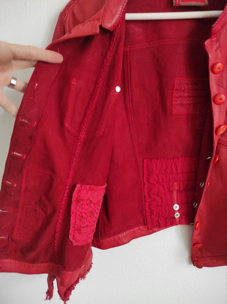 Marithe + Francois Girbaud Marithe Francois Girbaud Leather Red Bomber Jacket Size M-L Size L / US 10 / IT 46 - 17 Thumbnail