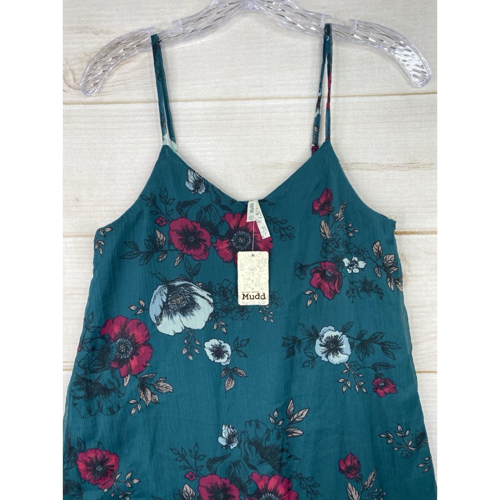 Vintage Mudd Slip Dress Womens XS Green Floral Y2K Sleeveless Lined V-Neck Pullover NWT Size XS / US 0-2 / IT 36-38 - 2 Thumbnail