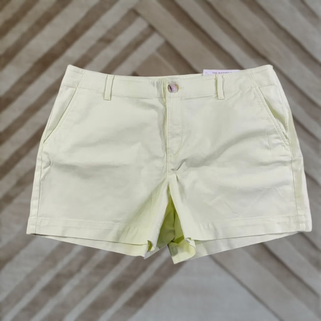 Loft VINTAGE Loft Washed Twill Short 4 Inch Curvy Fit Pale Yellow Womens Size 14 NWT Size 36" / US 14 / IT 50 - 1 Thumbnail