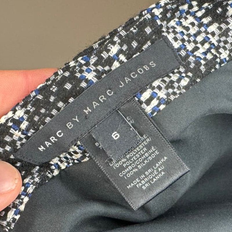 Marc by Marc Jacobs Marc By Marc Jacobs Black/White/Blue Houndstooth Zip Skirt Size 28" / US 6 / IT 42 - 3 Thumbnail