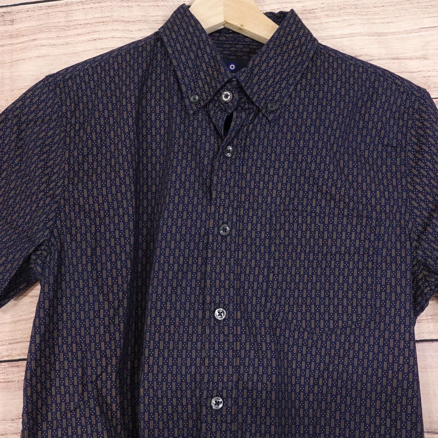 Ben Sherman BEN SHERMAN BLUE GEOMETRIC BUTTON DOWN SHIRT MENS SIZE SMALL Size US S / EU 44-46 / 1 - 2 Thumbnail