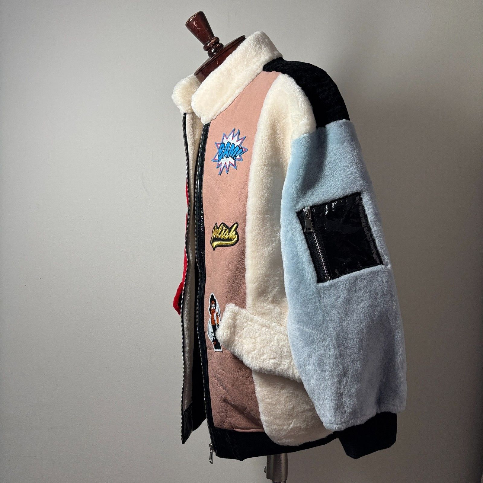Other Rare Patchwork Shearling Jacket Bomber One Size Fits All NEW Size M / US 6-8 / IT 42-44 - 2 Thumbnail