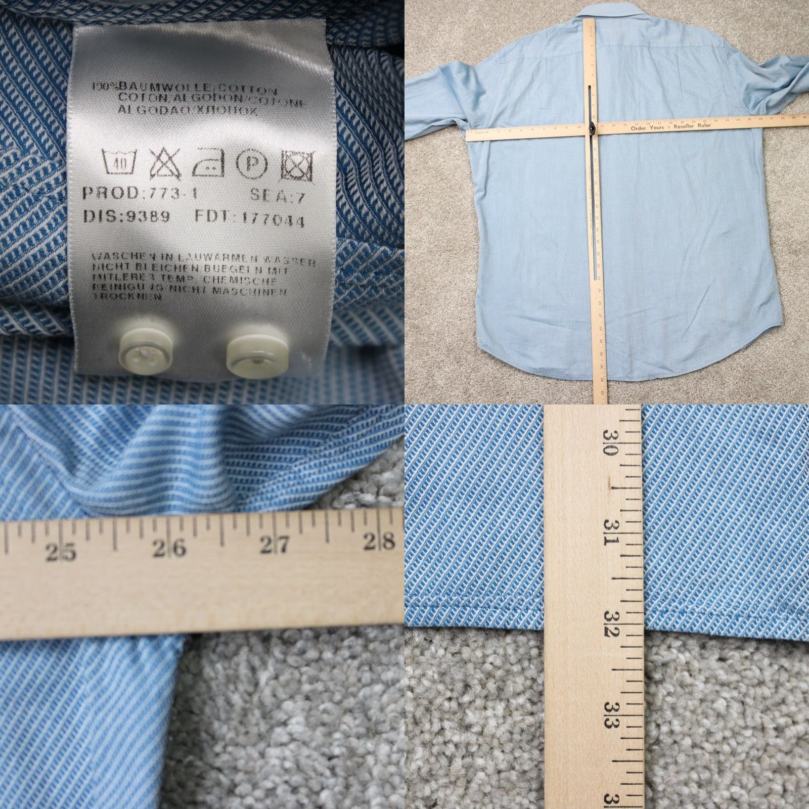 Hugo Boss HUGO BOSS Shirt Men 17 34/35 Blue Geometric Elton Cotton Italian Fabric L/S Size US XL / EU 56 / 4 - 9 Thumbnail