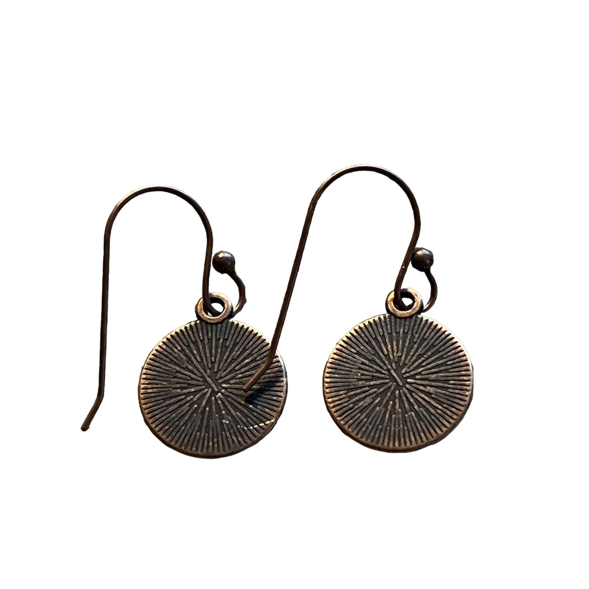 Other Copper Tone Dangle Earrings Compass Rose Hooks 1" Size ONE SIZE - 3 Thumbnail