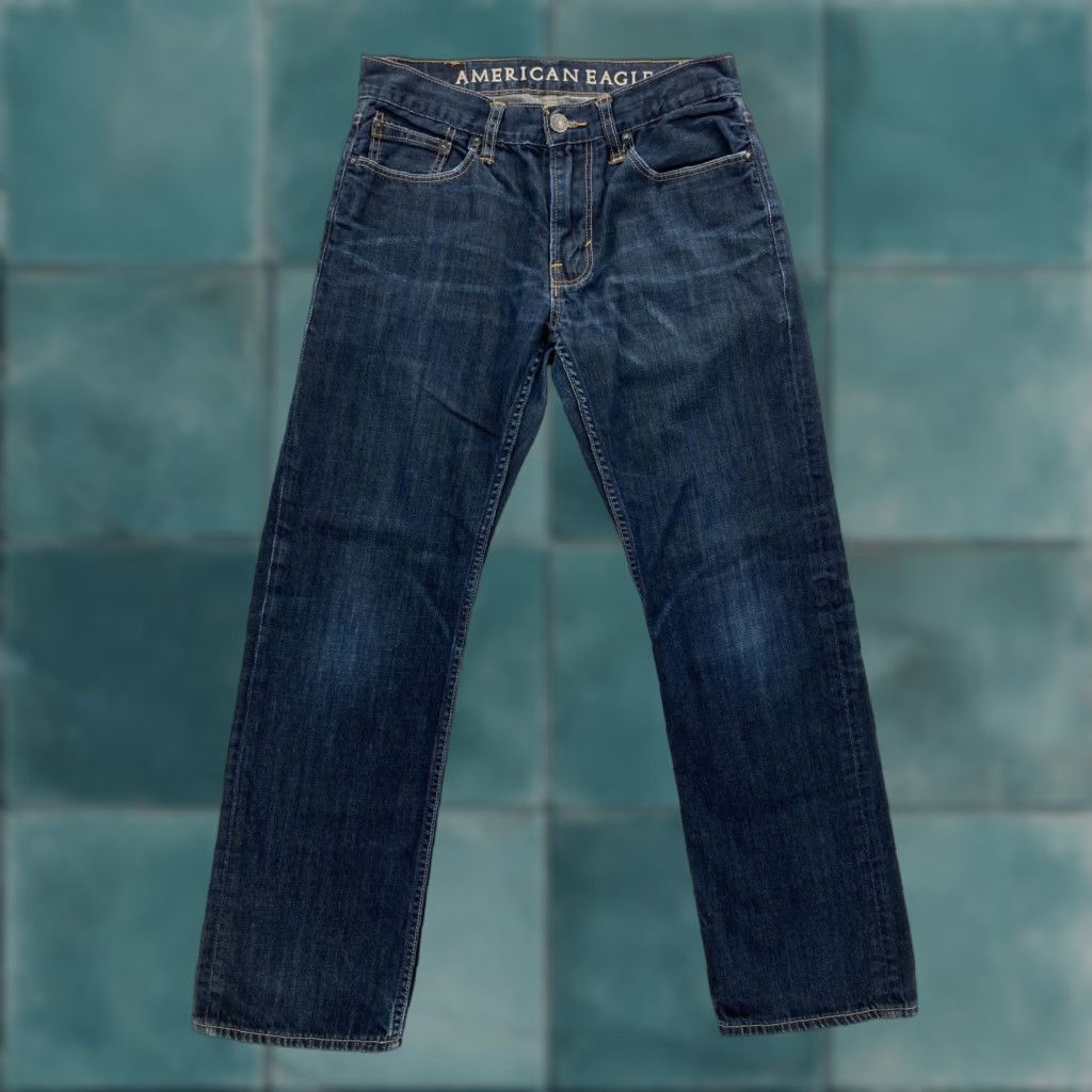 American Eagle Outfitters AMERICAN EAGLE Jeans Men 29x30 Blue Dark Wash Original Straight Leg Size US 29 - 1 Thumbnail