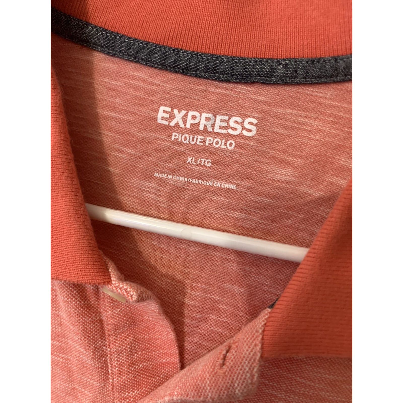 Express Express Pique Polo Mens XL Salmon Cotton Short Sleeve Classic Fit Golf Driving Size US XL / EU 56 / 4 - 2 Thumbnail