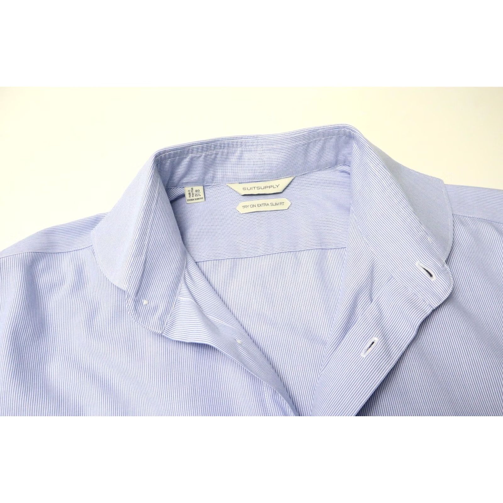 Suitsupply Suitsupply Dress Shirt Men Extra Slim Pinstripe Blue 40/15 3/4 Dress Shirt Size 40R - 4 Thumbnail