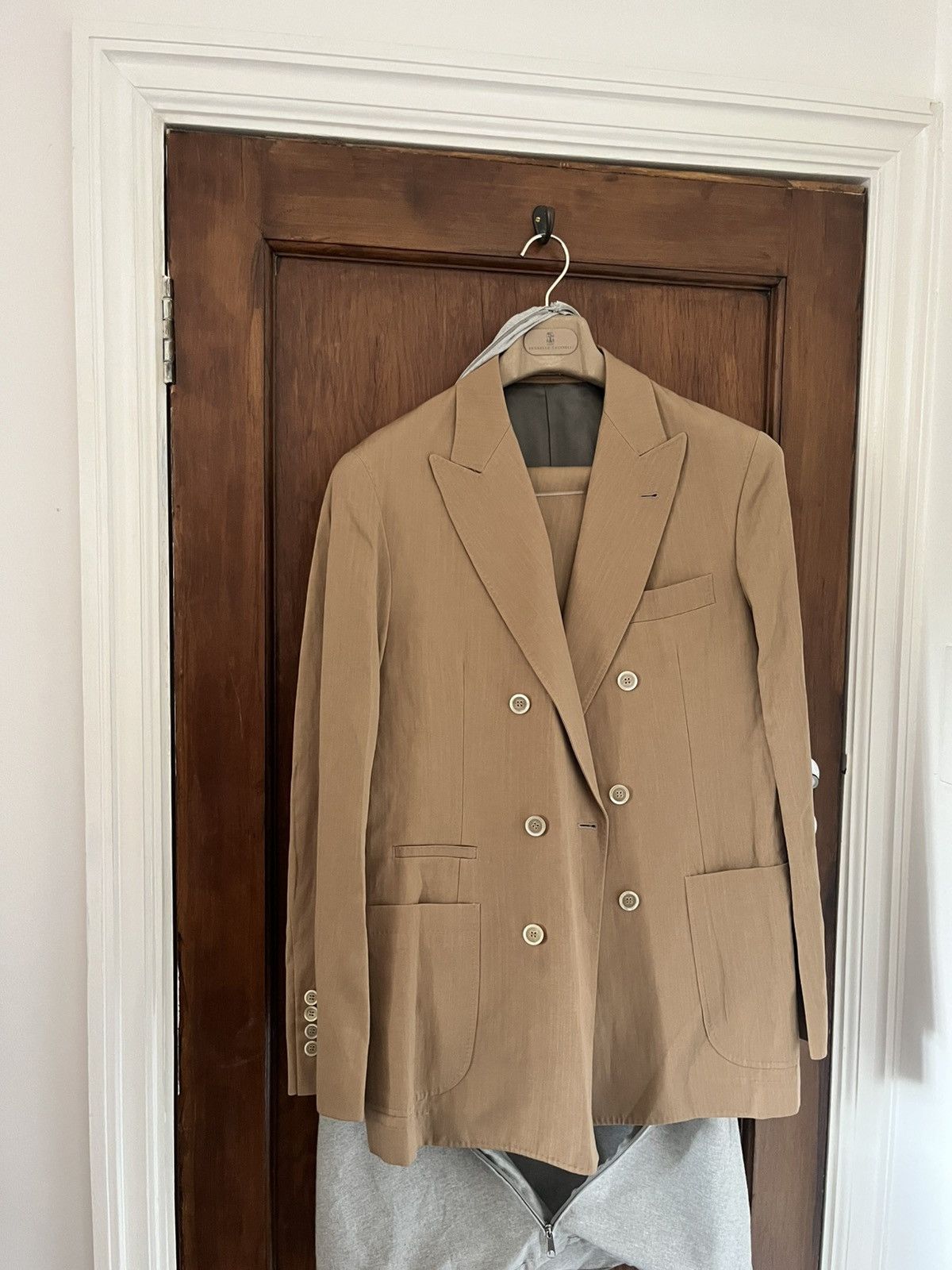 Brunello Cucinelli Brunello cucinelli light brown / tan wool-linen size 38/it48 Size 38R - 1 Thumbnail