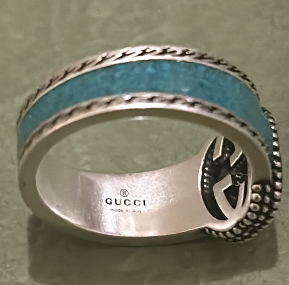 Gucci Gucci Interlocking G Turquoise Enamel Ring 14mm AG925 Size ONE SIZE - 3 Thumbnail