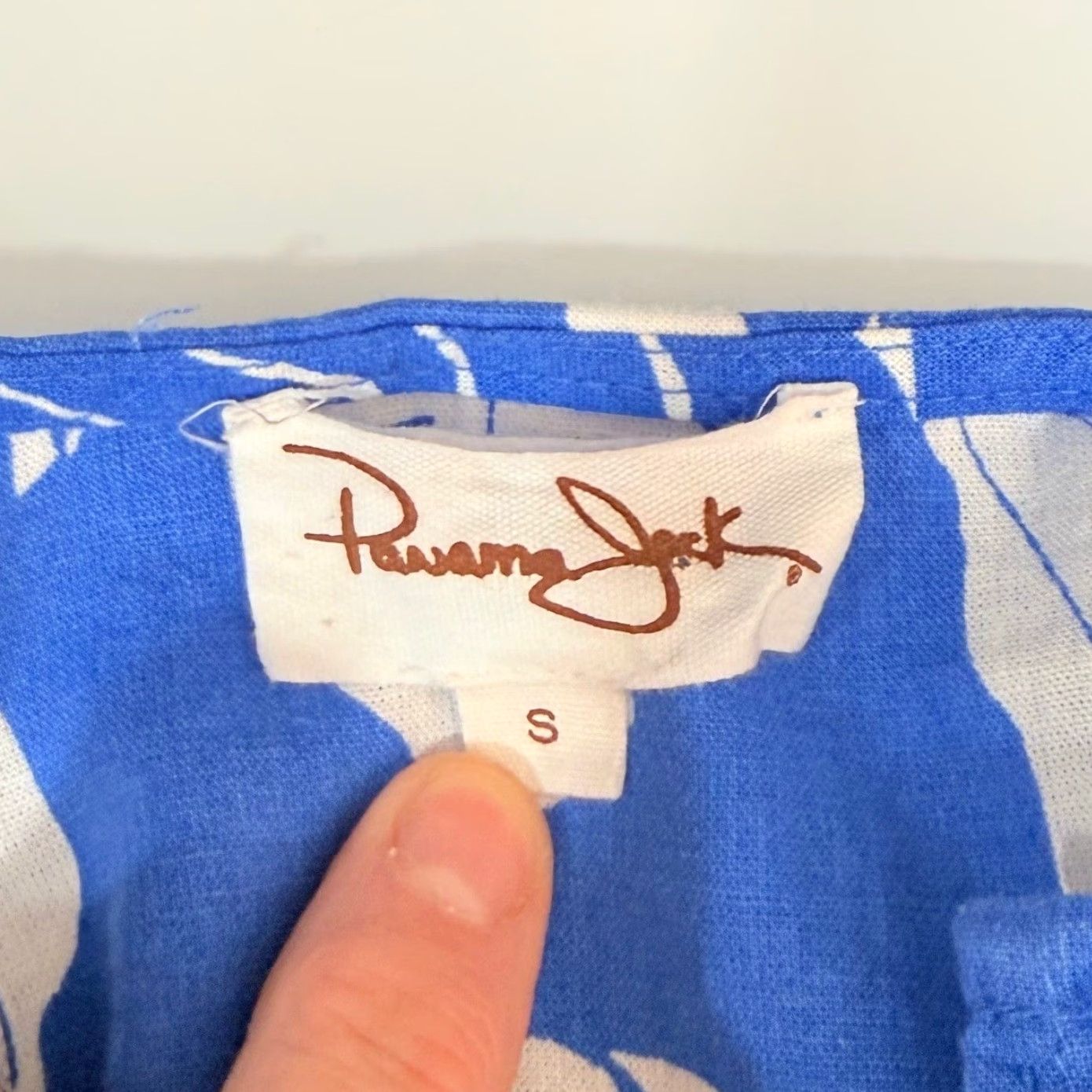 Panama Jack Panama Jack Blouse Womens Small Blue White Tropical Linen Blend Puff Sleeve Boho Shirt V-Neck Casual Summer Seasonal Womens Size S / US 4 / IT 40 - 5 Thumbnail