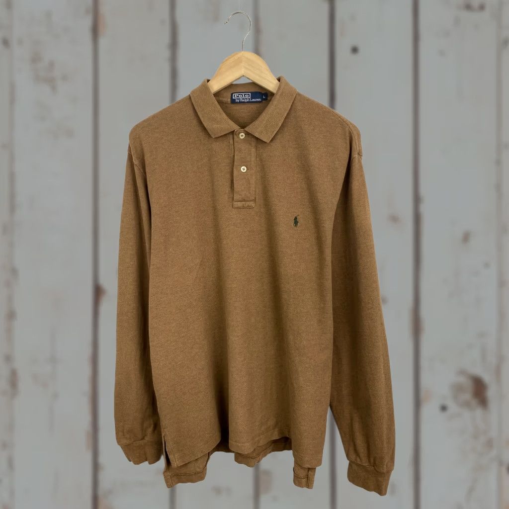 Ralph Lauren VINTAGE Ralph Lauren Polo Long Sleeve Shirt Men L Brown 90s Y2K Retro Rare Cap Style Size US L / EU 52-54 / 3 - 1 Thumbnail