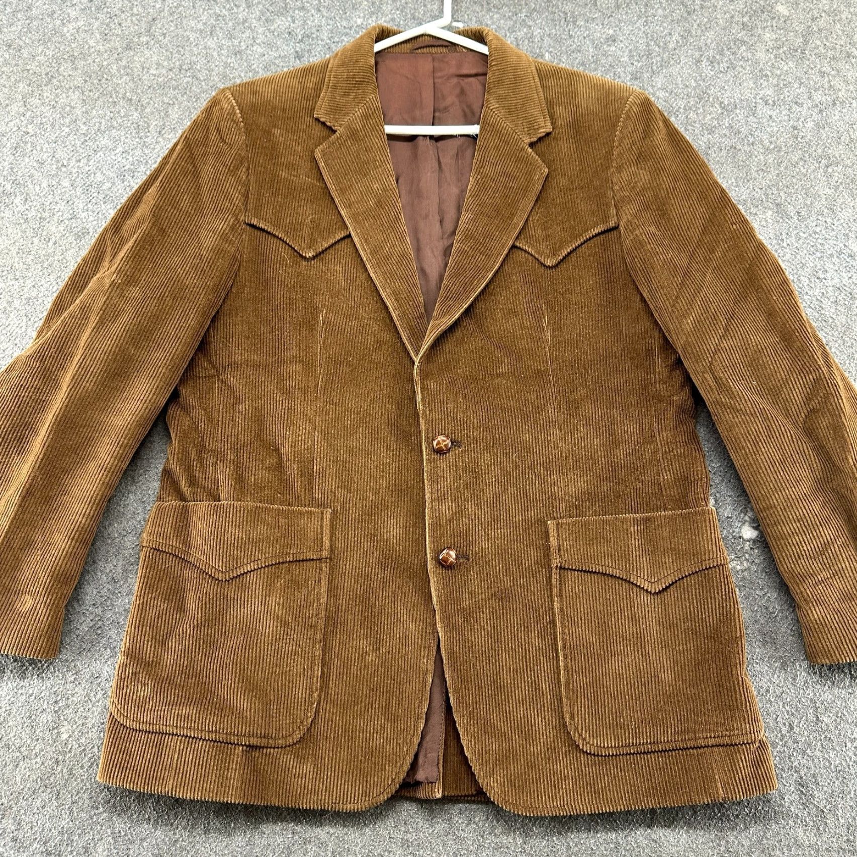 Vintage VINTAGE Brad Whitney Jacket Mens 42 Brown Corduroy Blazer Coat Lined 70s Pea Coat Wide Corduroy 90s Casual Business Mens Jacket Size 42R - 3 Thumbnail
