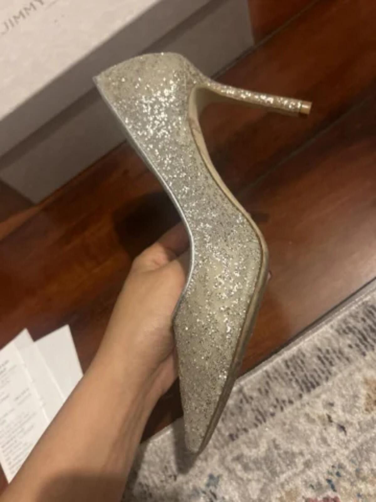 Jimmy Choo JIMMY CHOO Champagne Coarse Glitter Pumps ROMY 85 Size US 6.5 / IT 36.5 - 4 Thumbnail
