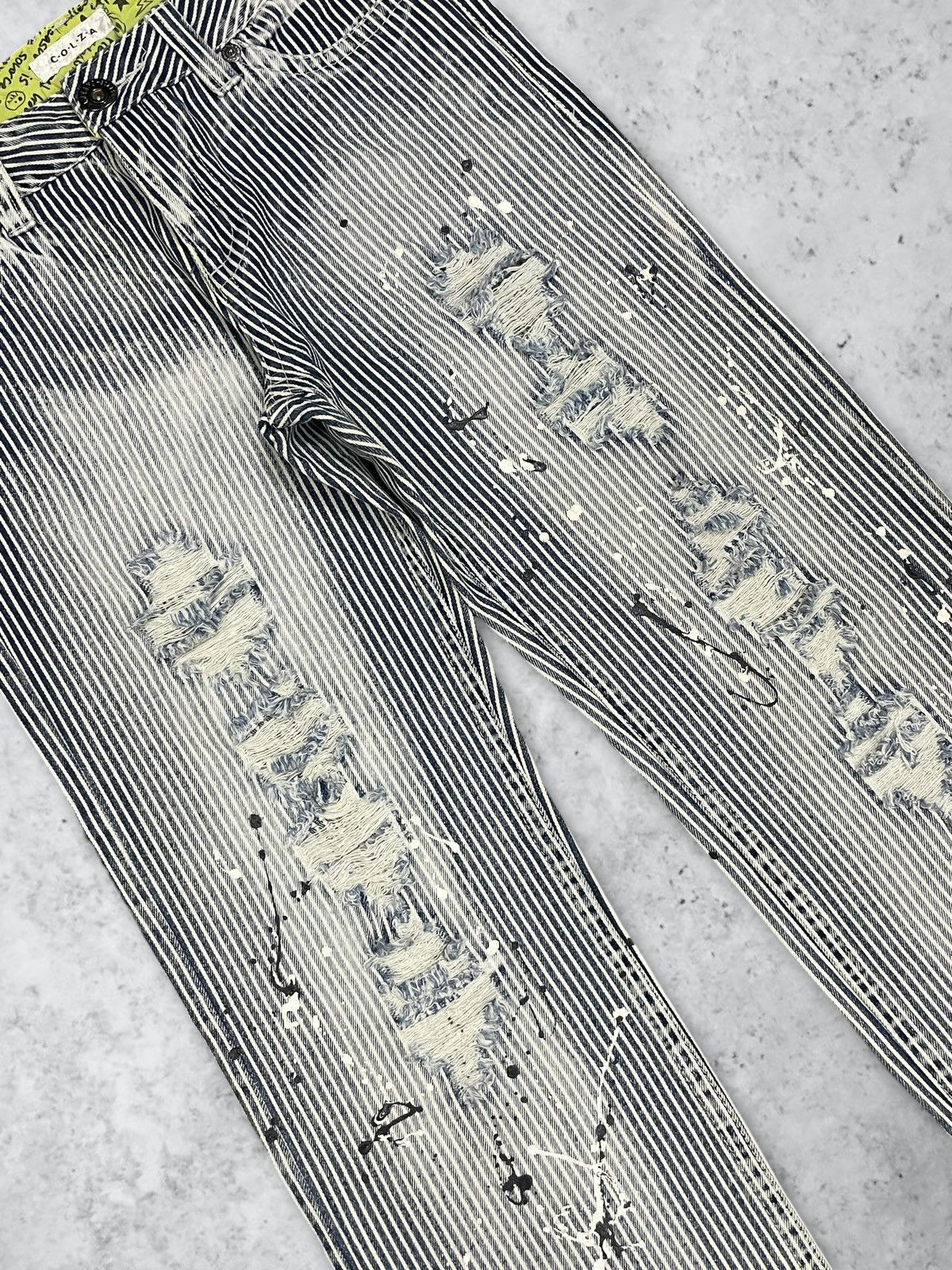 Japanese Brand Vintage Y2k Japanese Punk Paint Splatter Hickory Baggy Jeans Size US 31 - 6 Thumbnail