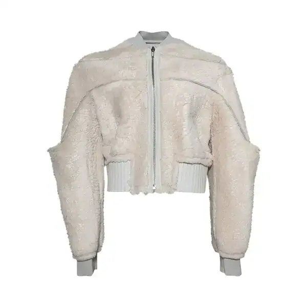 Rick Owens o1mle0226 Girdered Bomber Cropped Jacket in White Size US L / EU 52-54 / 3 - 1 Preview