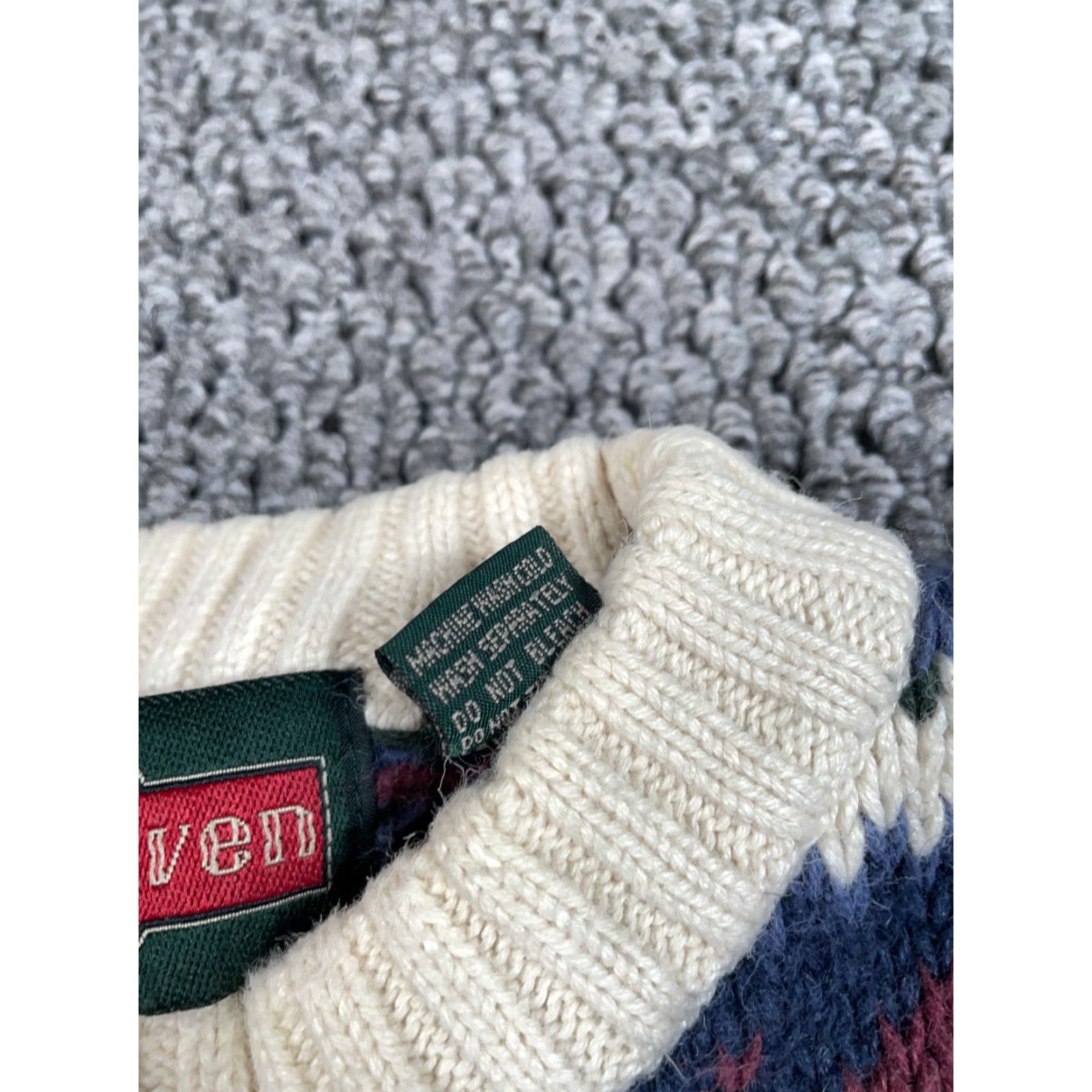 Vintage VINTAGE 90s Chunky Knit Geometric Pattern Sweater Adult Medium Beige Heavyweight Casual Mens Size US M / EU 48-50 / 2 - 4 Thumbnail