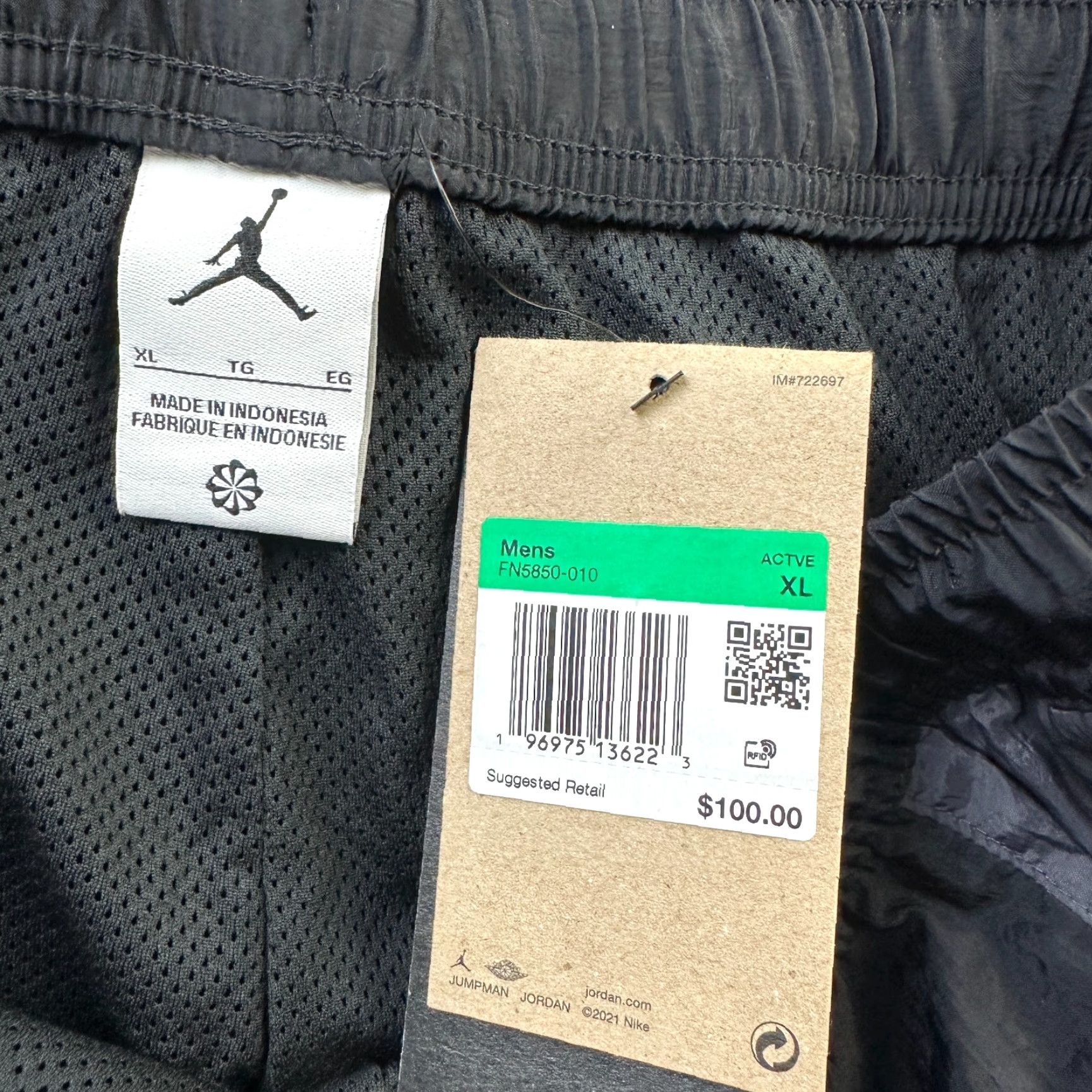 Jordan Brand Jordan Pants Mens XL Black Gray Sport Jam Warm Up Windbreaker Track Pants Regular Fit Elastic Waist Pockets Size US 36 / EU 52 - 6 Thumbnail