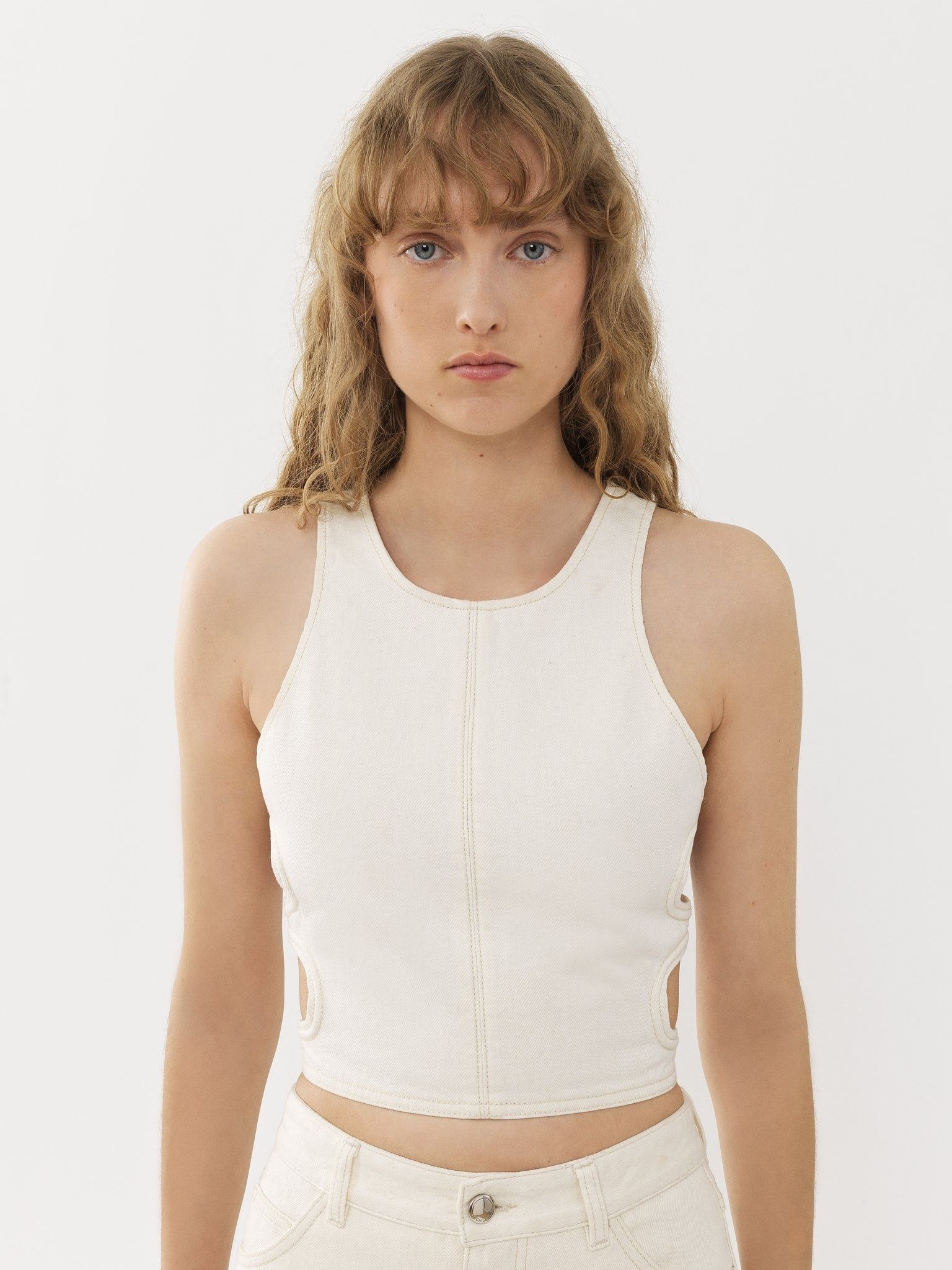 Chloe o1y0825 Crop Top in Cream Size S / US 4 / IT 40 - 4 Thumbnail