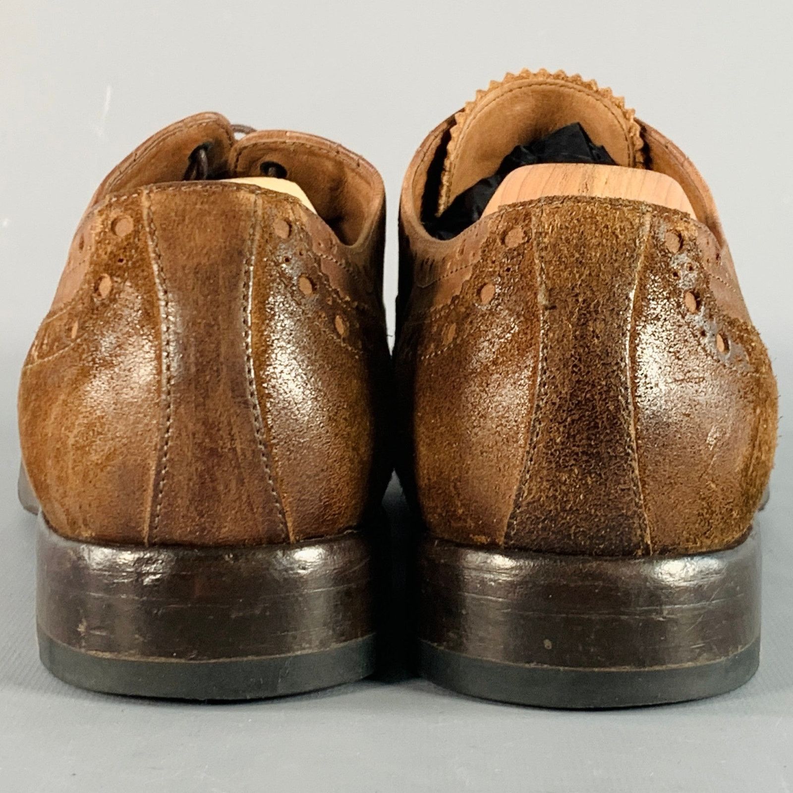 Paul Smith 9 Brown Distressed Leather Wingtip Oxford Lace-Up Shoes Size US 9 / EU 42 - 3 Thumbnail