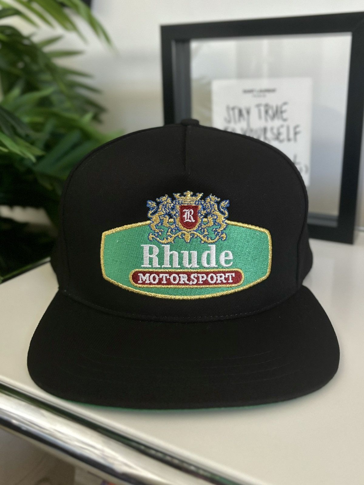 image of Rhude “Crest Motorsports Racing F1” Hat in Black, Men's