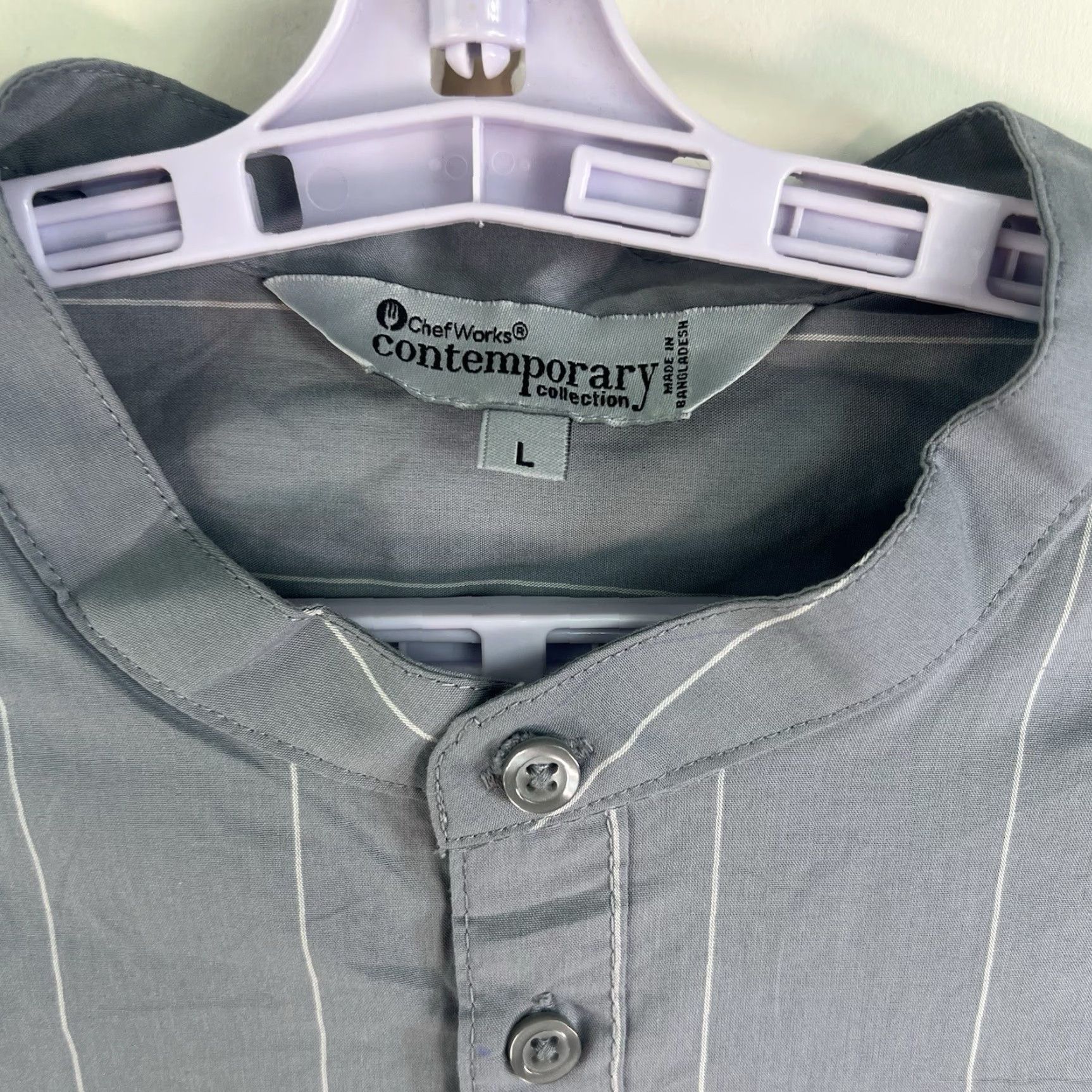 Vintage Chef Works Striped Button-Up Shirt Mens Size L Gray Long Sleeve NWT Size US L / EU 52-54 / 3 - 2 Thumbnail